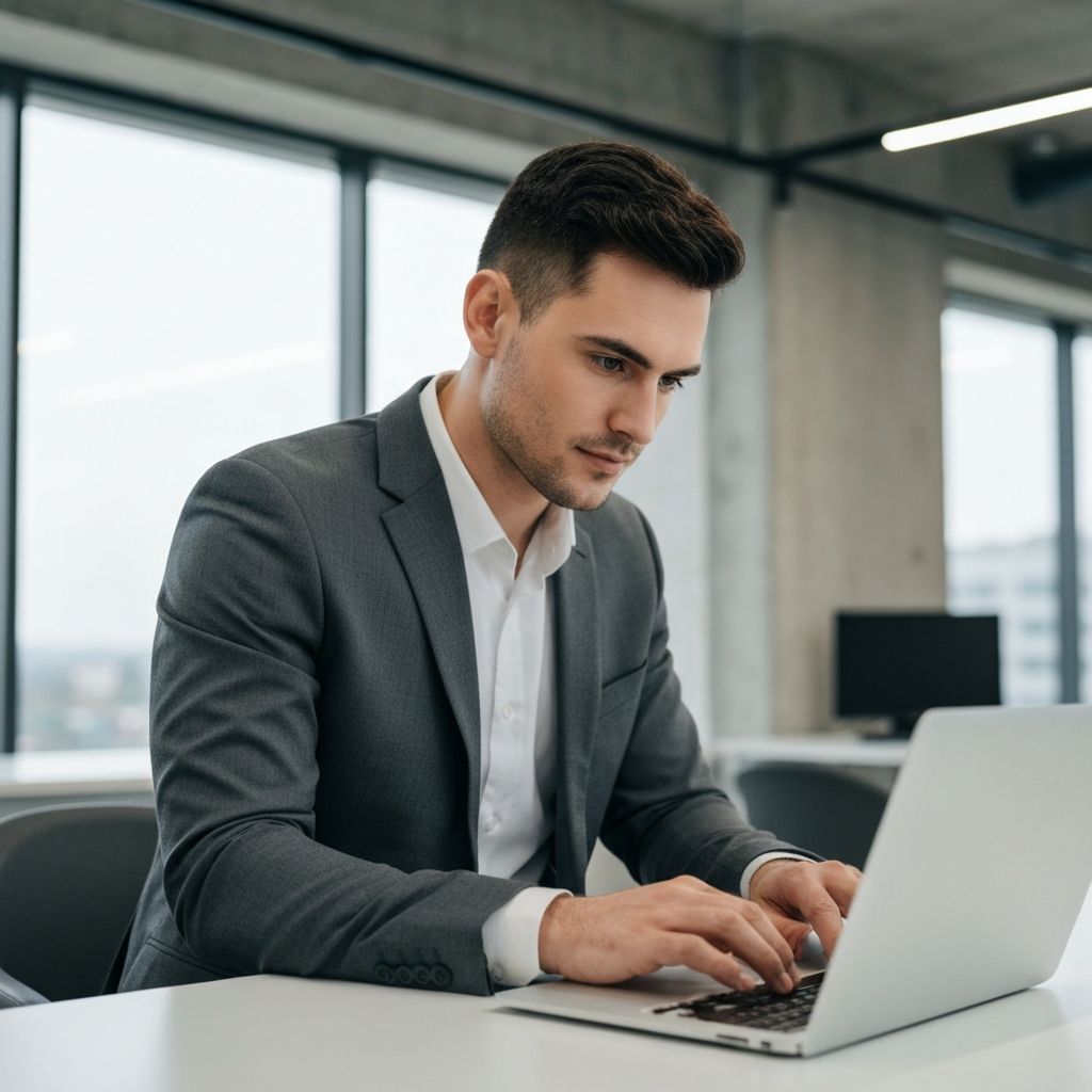 Consultor financiero analizando informes de presupuesto en oficina moderna